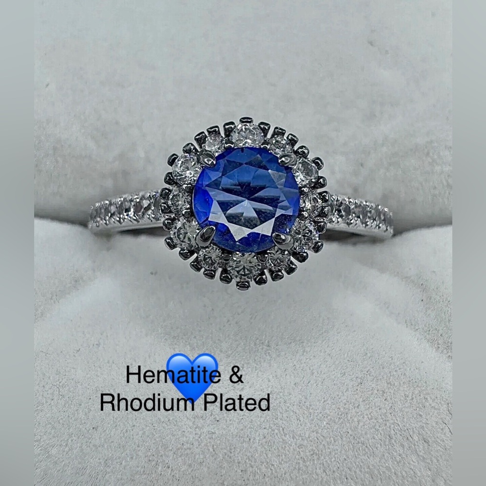 💙 NWT RBP Sapphire Blue Tourmaline on Hematite, Size 10